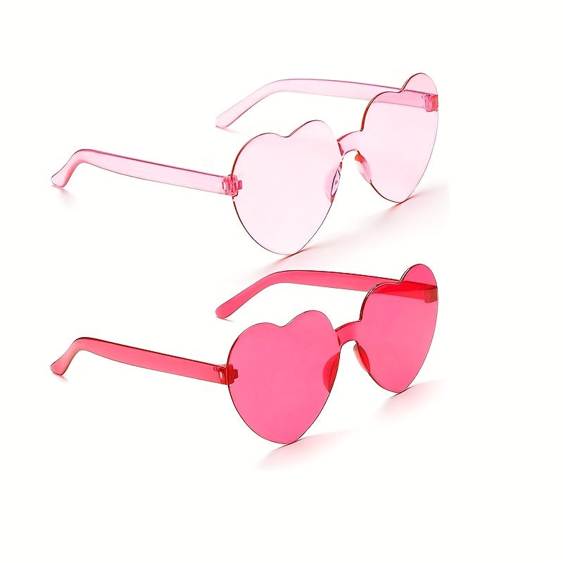 2pcs Heart Sunglasses Frameless Funny Heart Glasses Party Favor