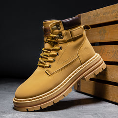 Men's Round Toe Lace up Boots for Winter
