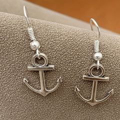Retro Silvery Anchor Earrings & Fashionable Jewelry for Women