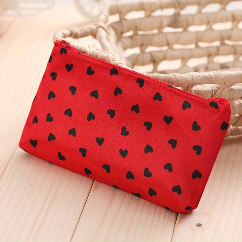 Heart Pattern Makeup Bag For Women Zipper Toiletry Bag Travel Storage