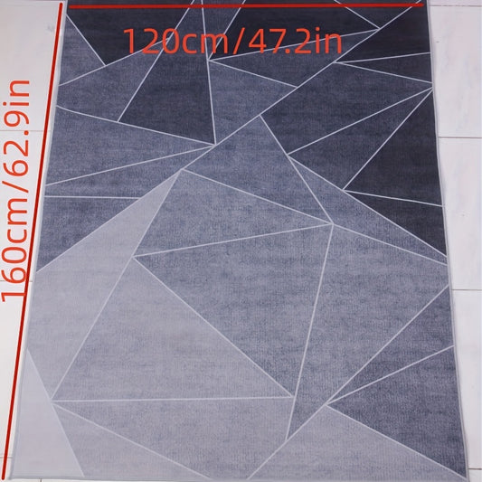 Gray Geometric Pattern Area Rug Non Slip Washable Indoor Mat for Living Room Bed
