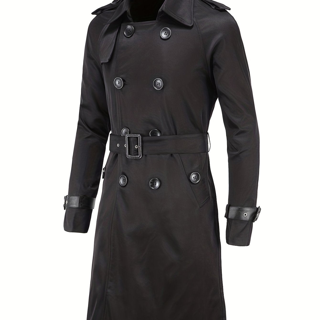 Men's Double Breasted Trench Coat Casual Lapel Overcoat