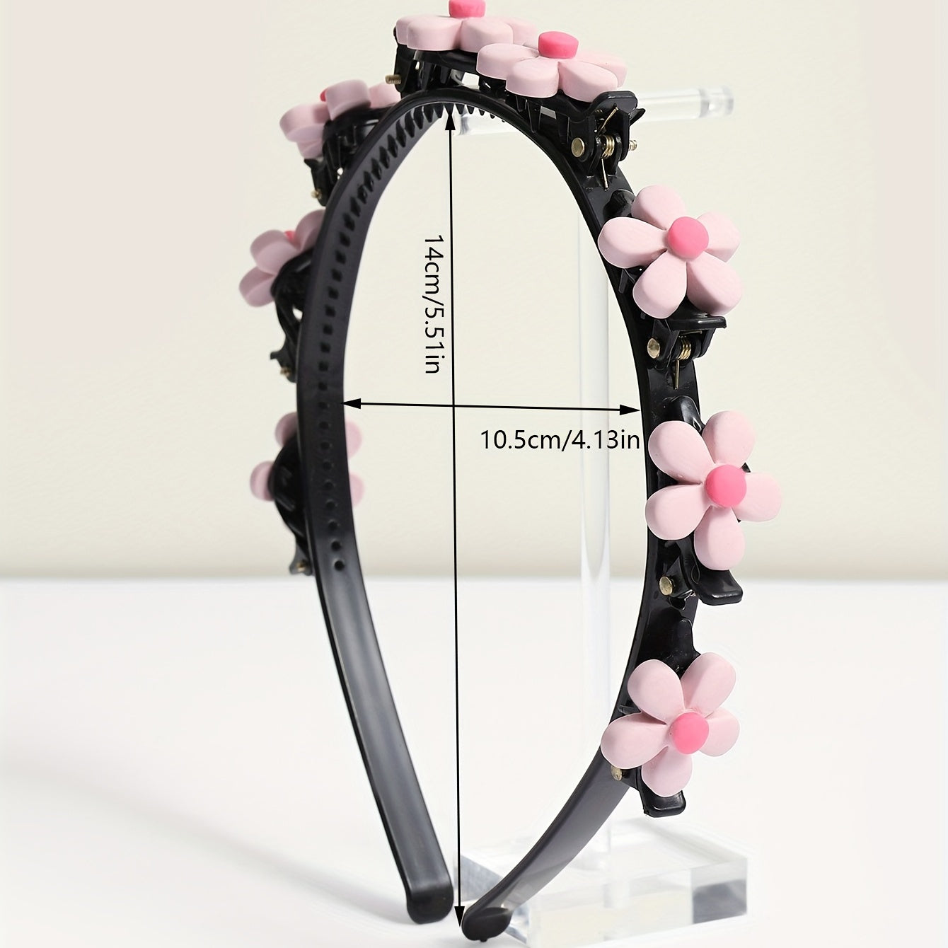 Pink Flower Hair Band With Hair Clip for Women Girls