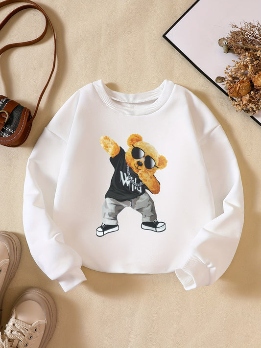 Girls' Dancing Bear Graphic Sweatshirt for Sports Party