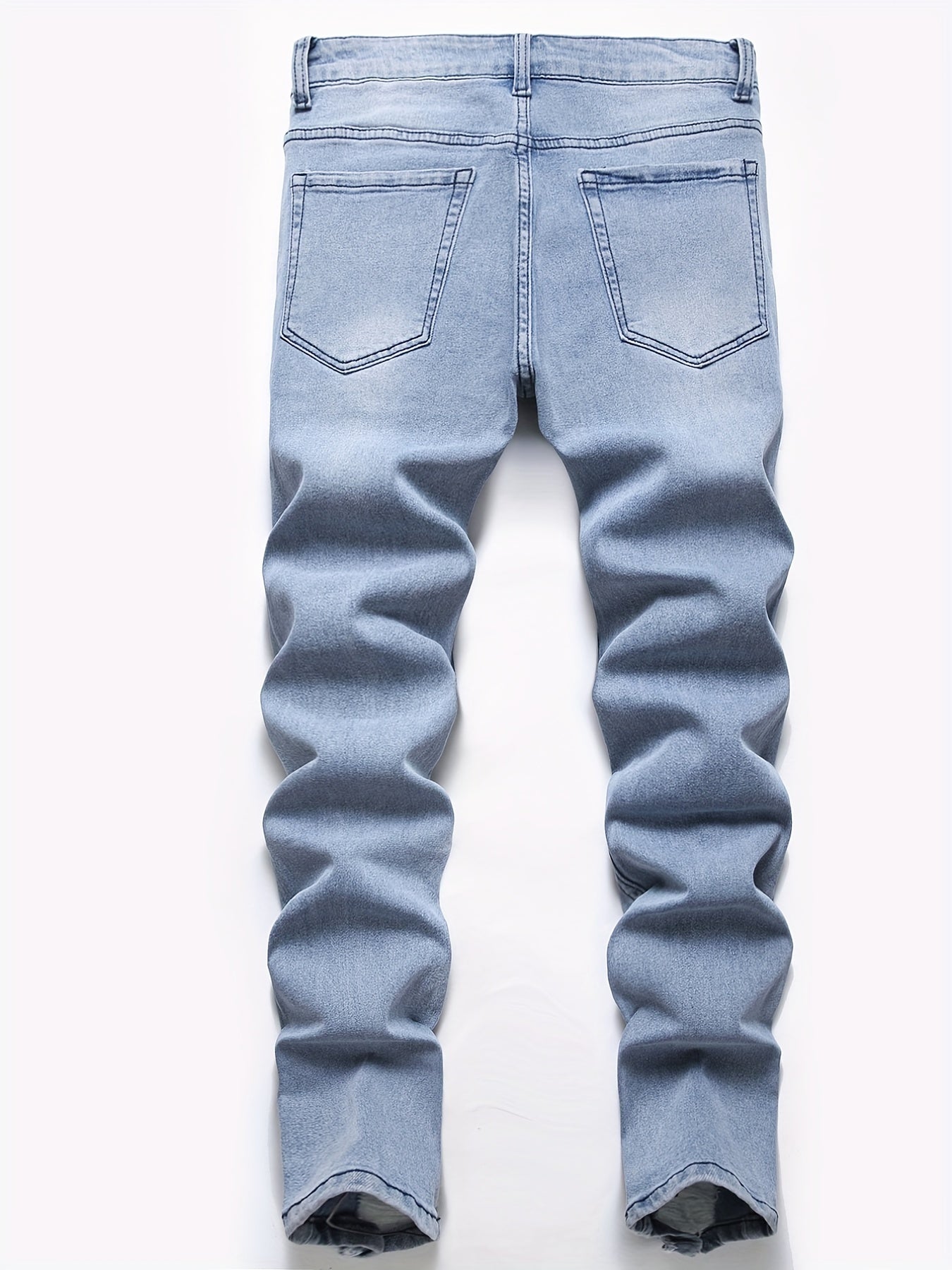 Men's Distressed Stretch Denim Pants Street Style