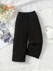Girl's Rib Knit Elastane High Elastic Waist Casual Trousers