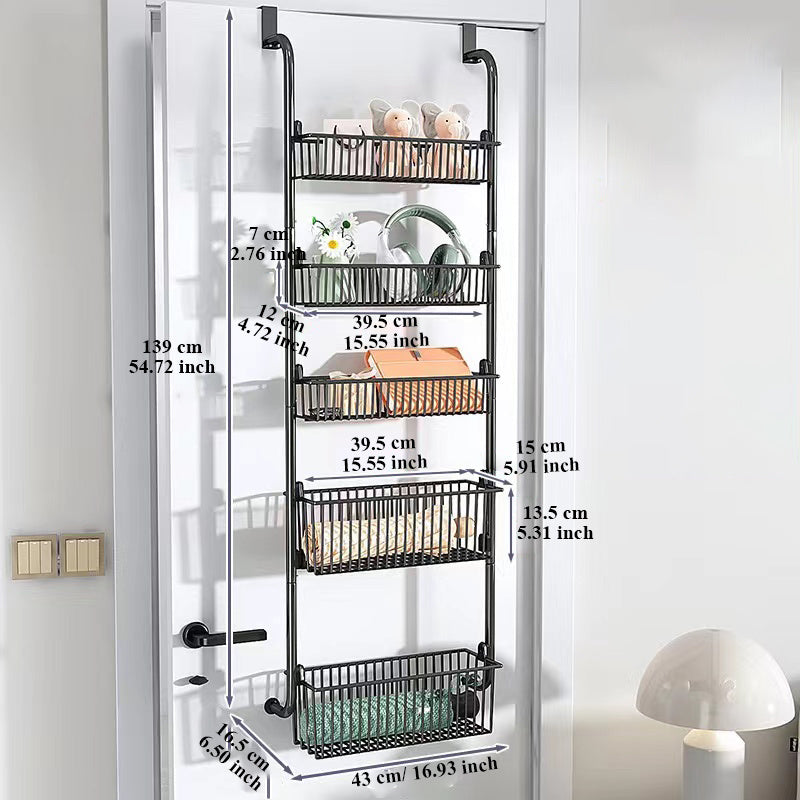 Adjustable 5 Layer Storage Rack for Door Back Bedroom Door Mounted Storage Rack