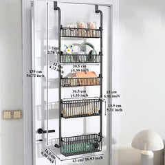 Adjustable 5 Layer Storage Rack for Door Back Bedroom Door Mounted Storage Rack