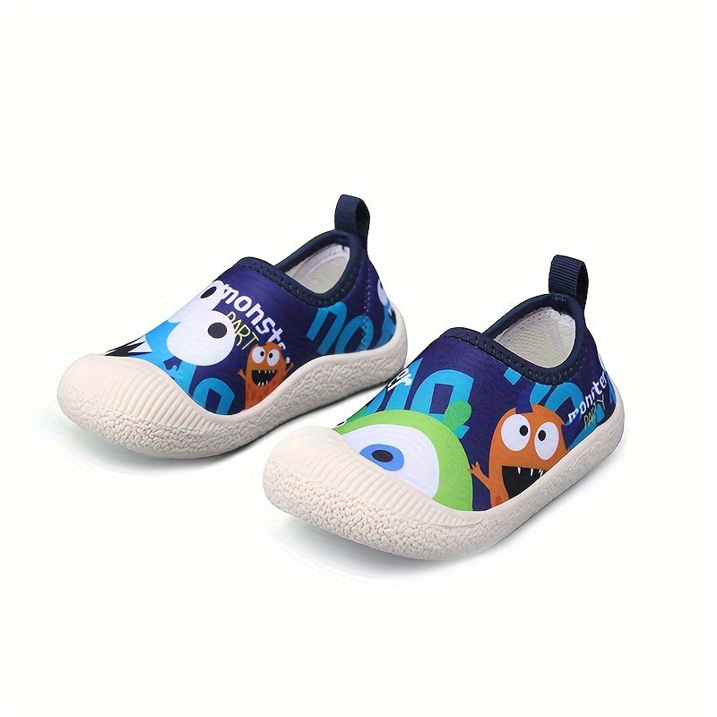 Boys Cartoon Slip On Sneakers - Lightweight Non Slip Shoes