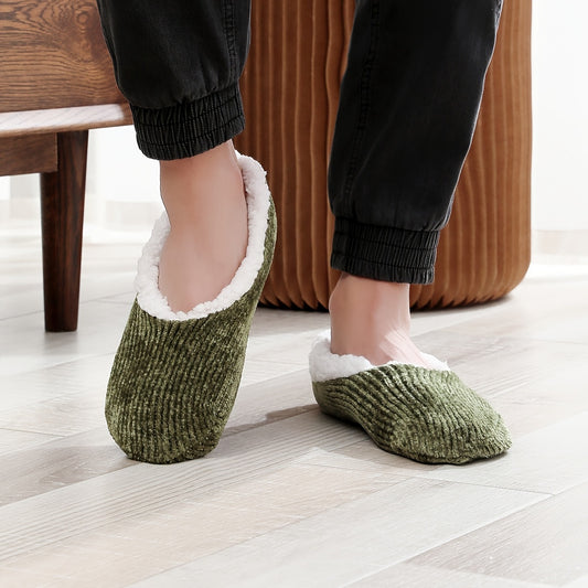 Men's Striped Fleece Slipper Socks
