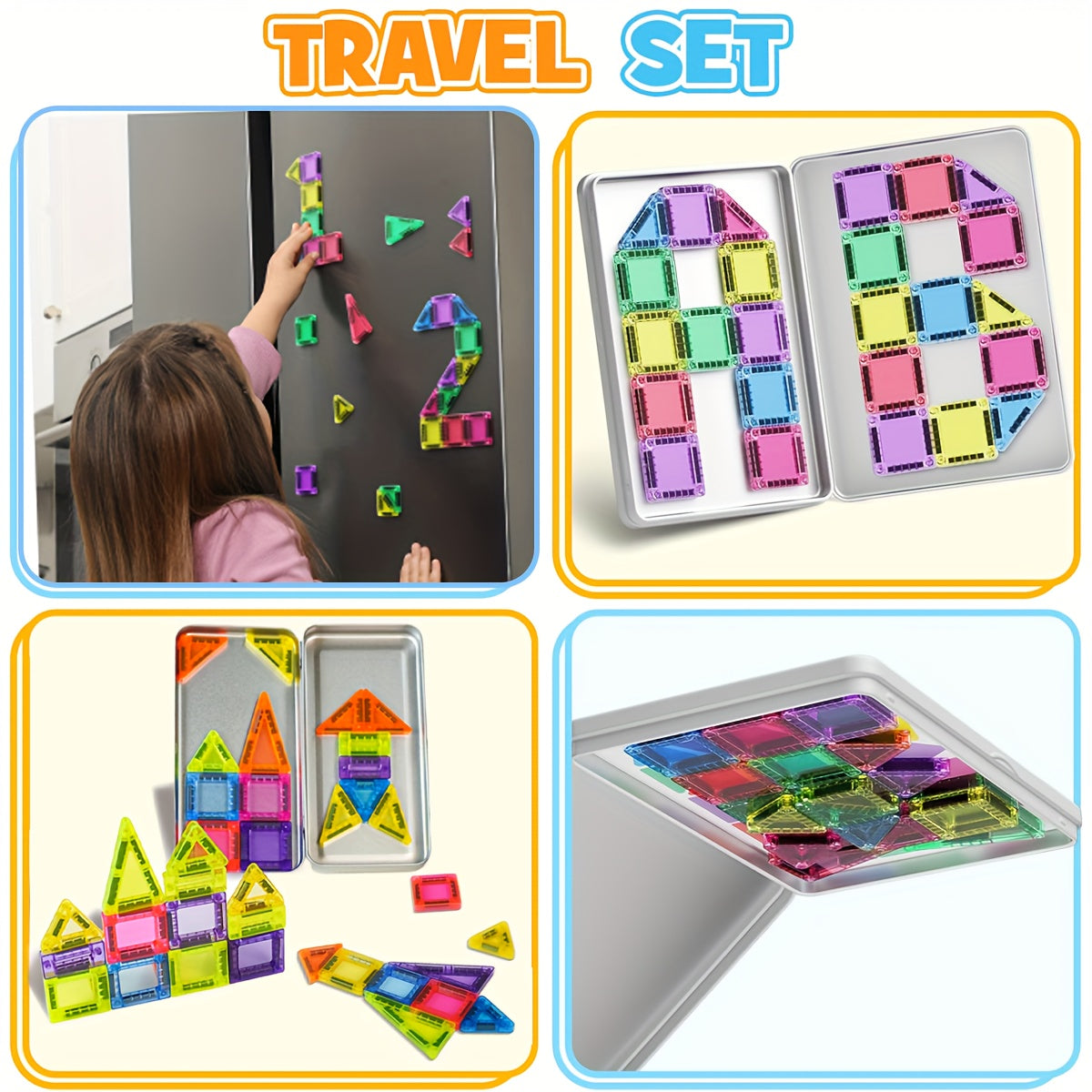 Mini Magnetic Building Blocks Set with Iron Box for Easy Portability