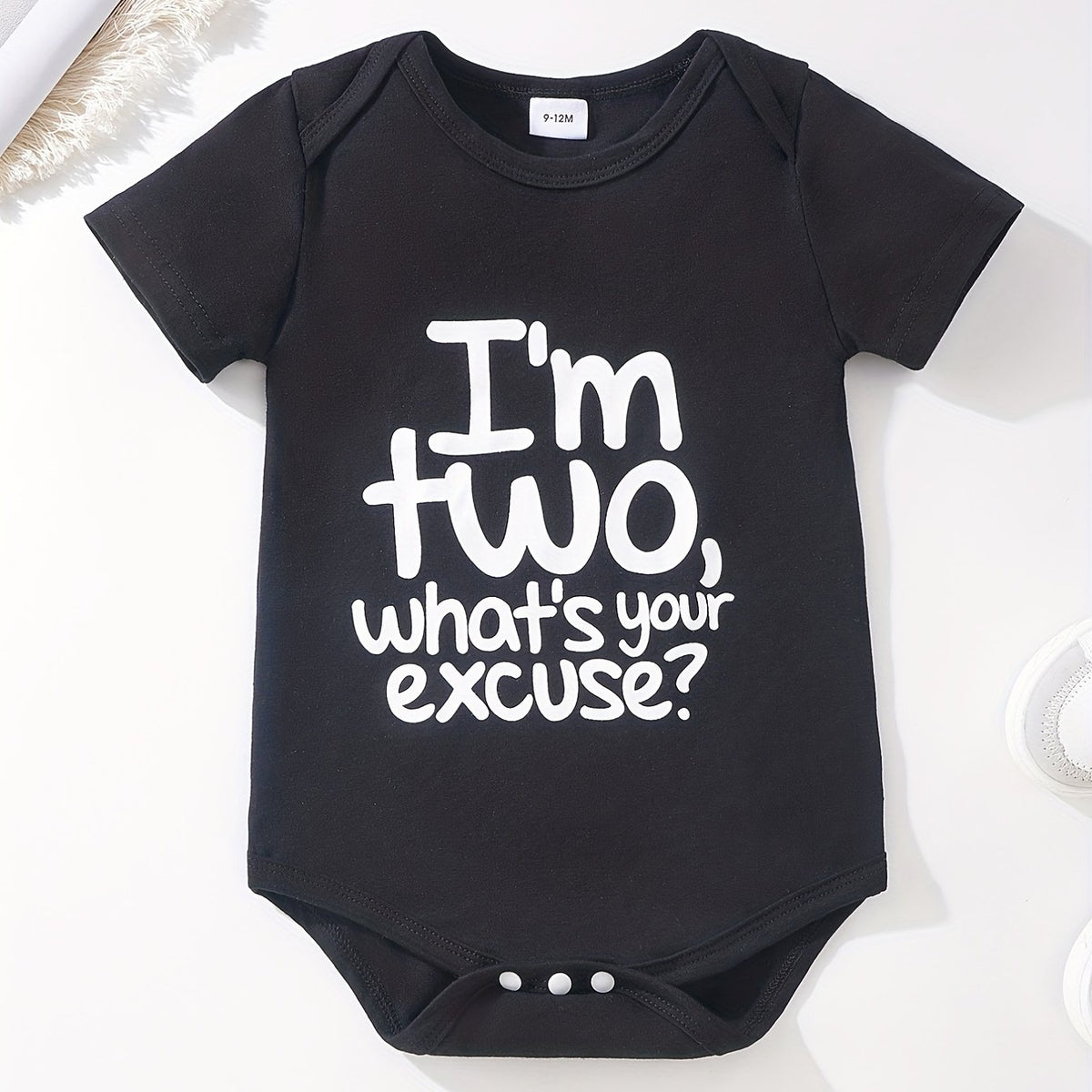 Baby Boy Casual Cotton Bodysuit - I'M TWO WHAT'S YOUR EXCUSE