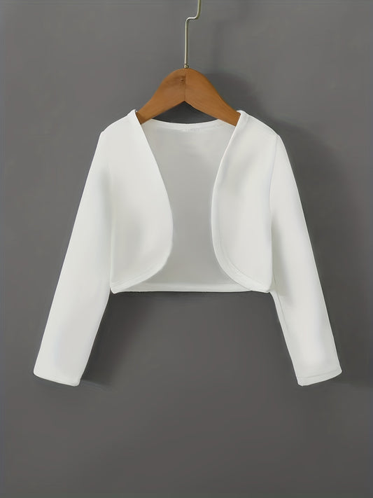 Solid Open Front Blazer Casual Long Sleeve Crop Blazer Women's Clothing