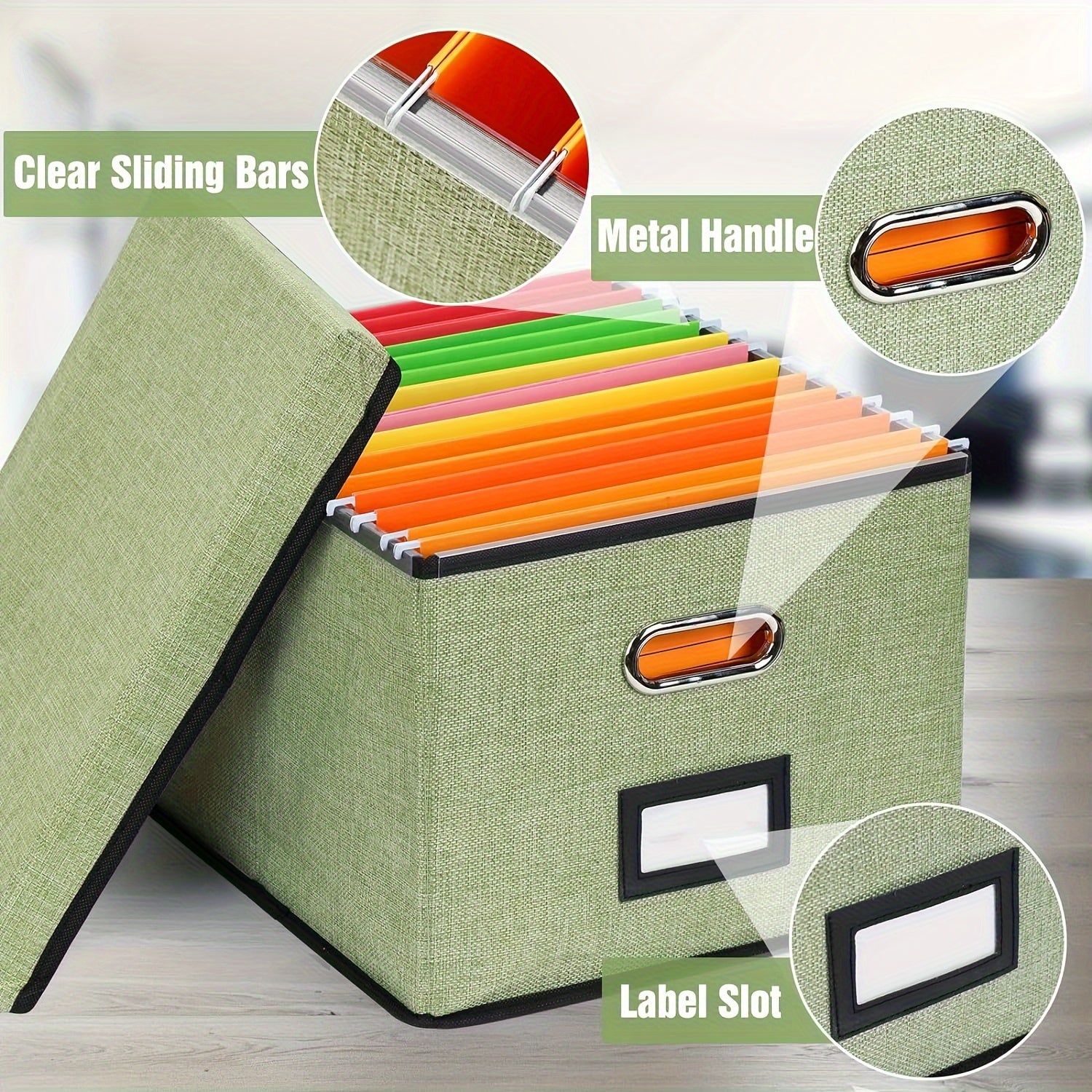 File Sorting Box With Lid File Storage Basket With Handles Household Storage