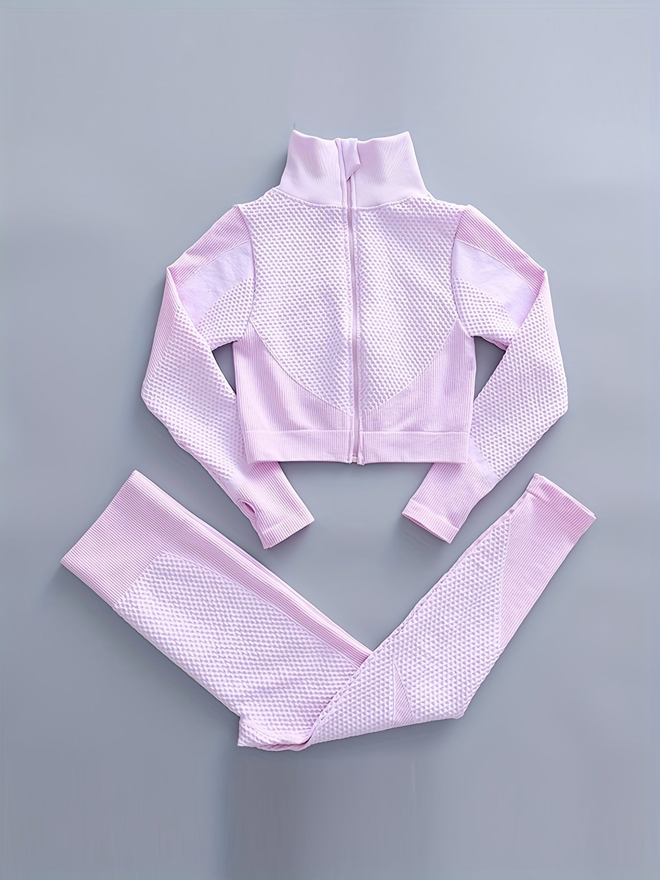 Quick Dry Seamless Workout Set with Zip Up Jacket & Leggings