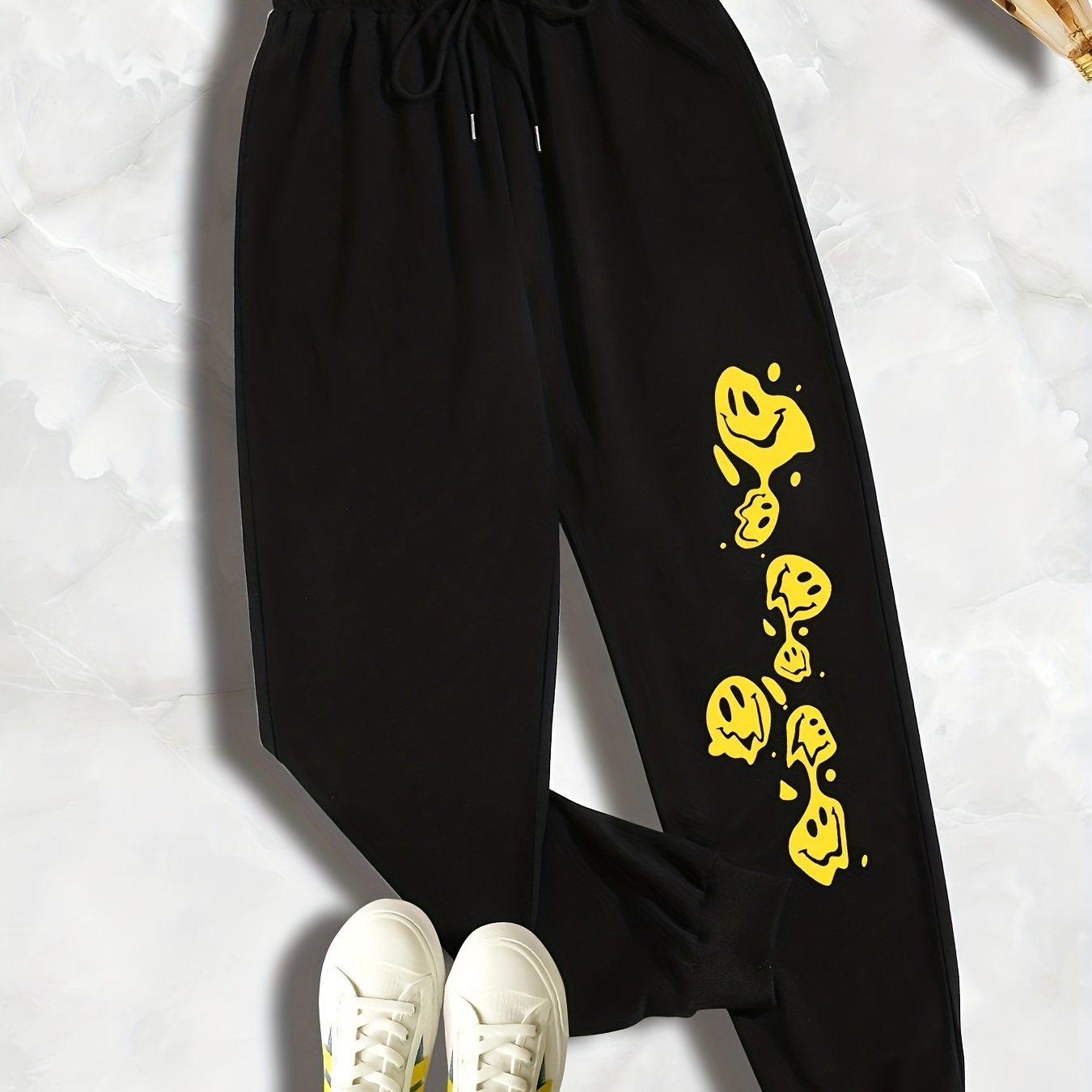 Graphic Print Drawstring Sweatpants Women's Plus