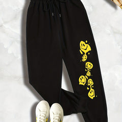  Graphic Print Drawstring Sweatpants Women's Plus