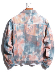 Men's Tie Dyed Denim Jacket with Pockets