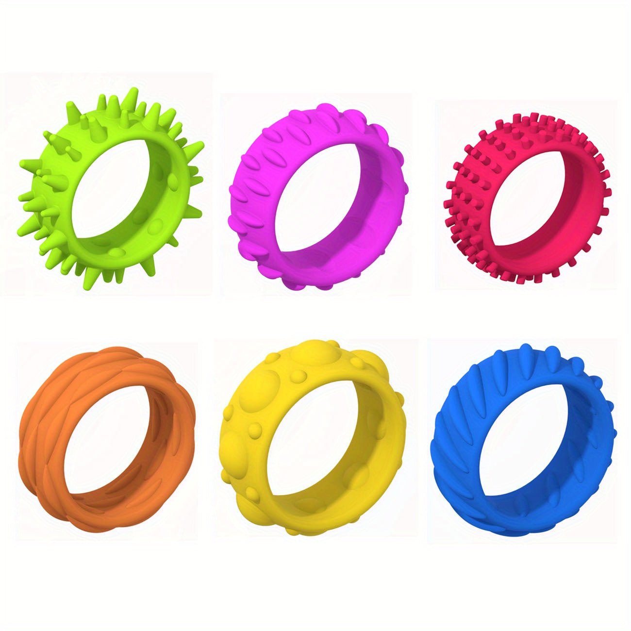 Silicone Sensory Fidget Rings Mixed Colors Durable Non Toxic Decompression Toys