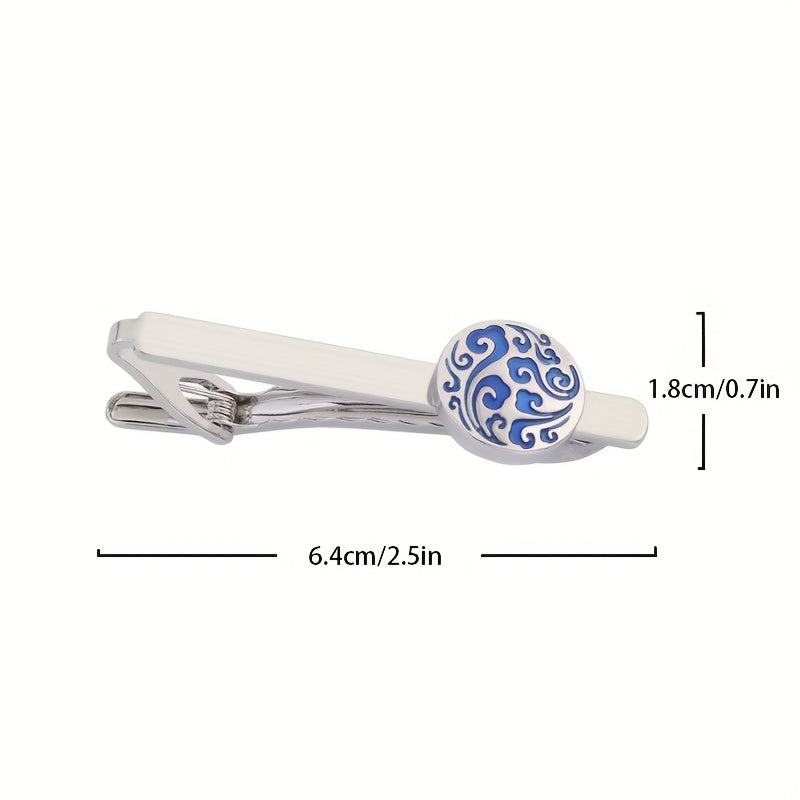 Maple Leaf Striped Square Round Tie Clip Wedding Business Necktie Accessories