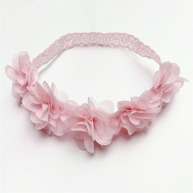 Pink Ribbon Flower Headband for Baby Photography