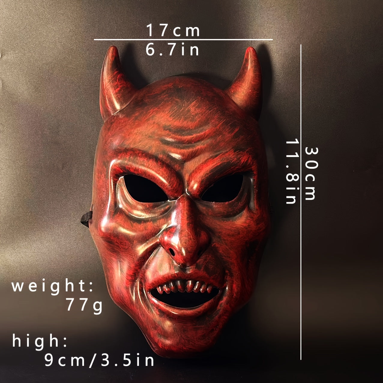 Spooky Red Devil Halloween Mask with Bloody Horns
