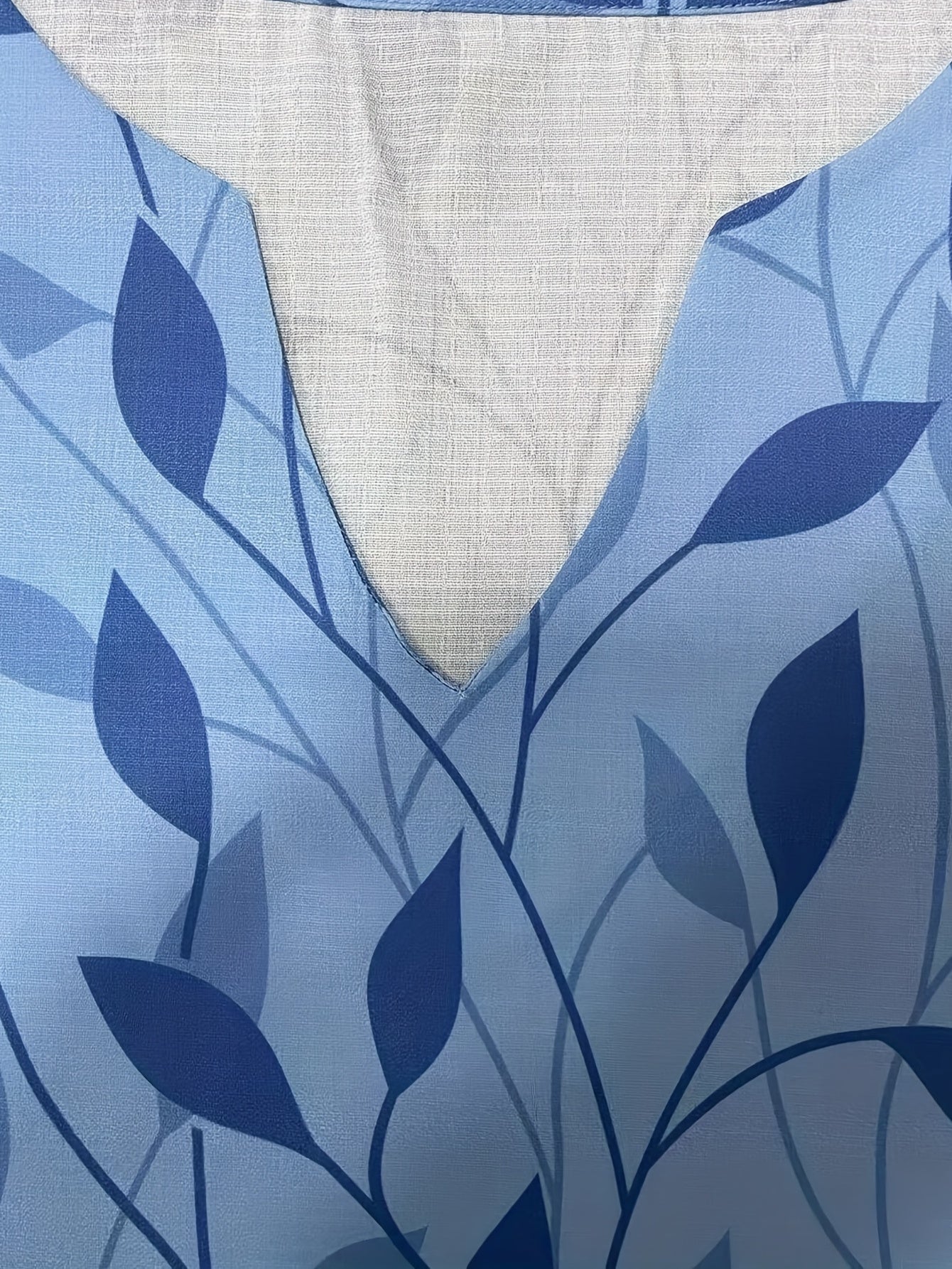 Leaf Print Short Sleeve Dress