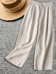  Solid Button Up Straight Leg Pants