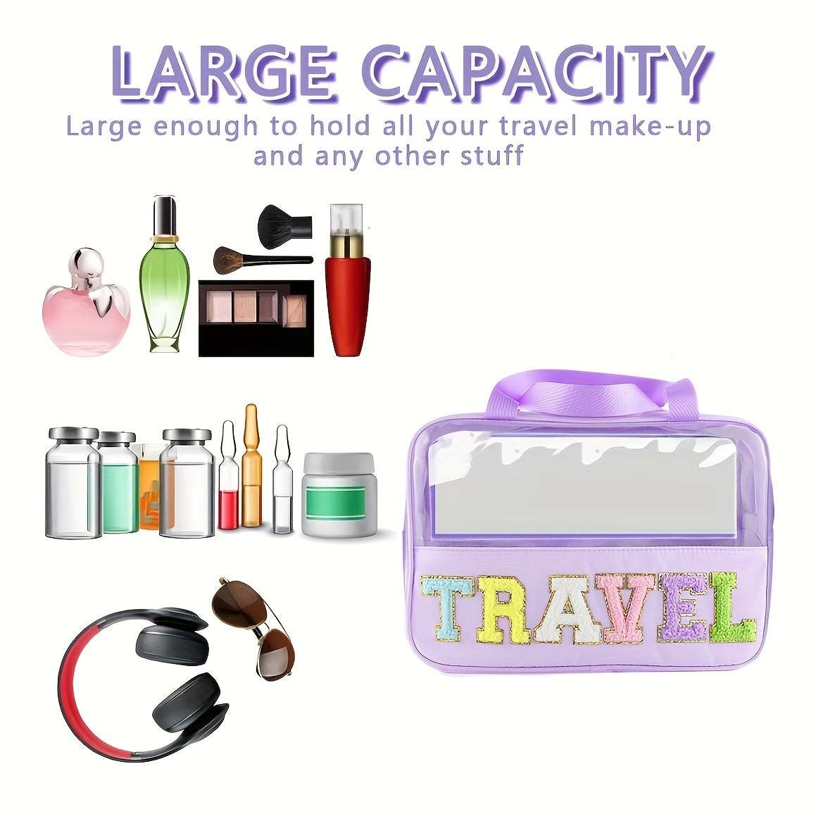 Clear Cosmetic Bag Large Makeup Pouch Waterproof Travel Toiletry Bag