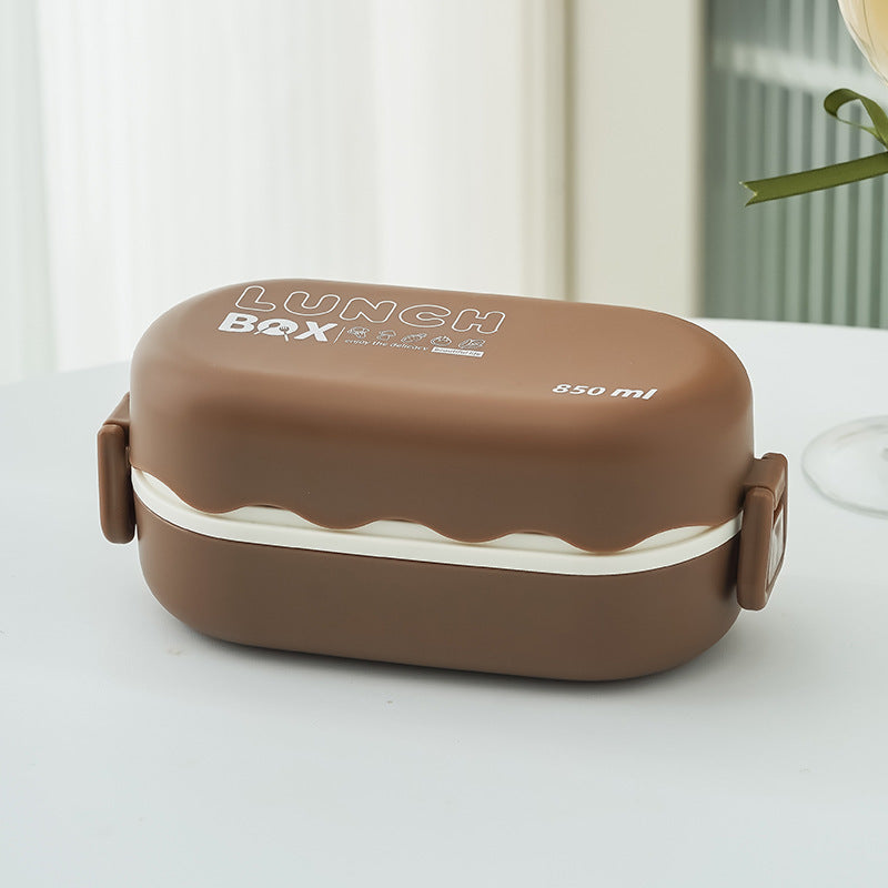 Double Layer Lunch Box with Cutlery and Compartment