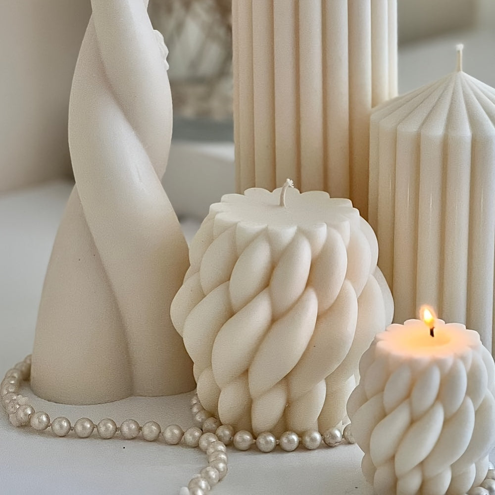 Geometric Wave Twisted Candle Molds Abstract Art Decoration