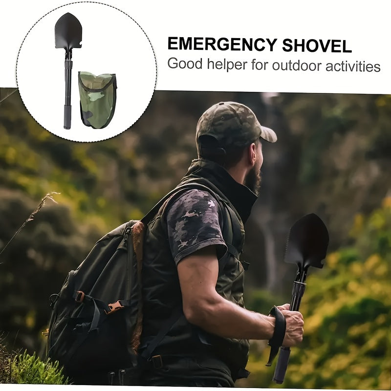 4-In-1 Stainless Steel Folding Survival Shovel for Camping Hiking