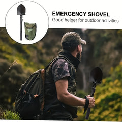 4-In-1 Stainless Steel Folding Survival Shovel for Camping Hiking