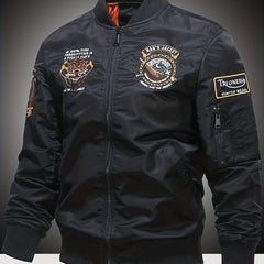 Embroidered Men's Slim Fit Street Jacket Windproof Motorcycle Jacket