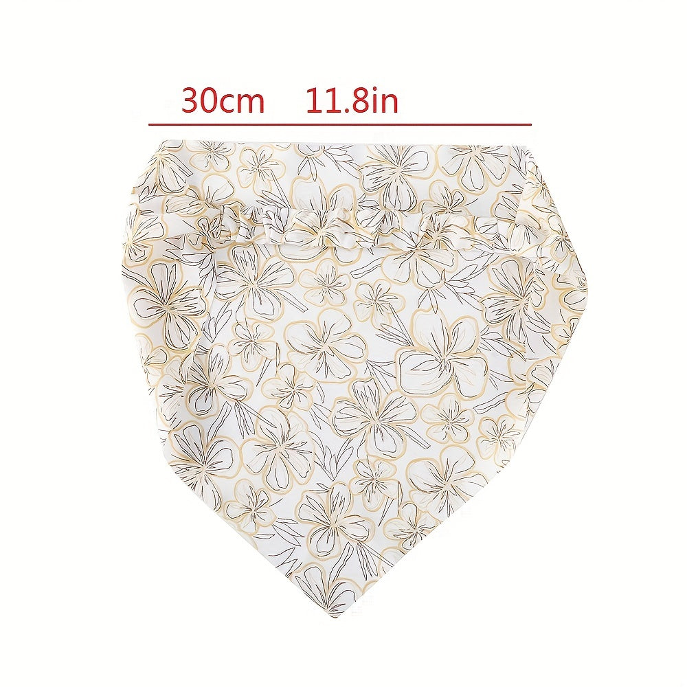 Pastoral Flower Print Chiffon Hair Scarf for Women Girls