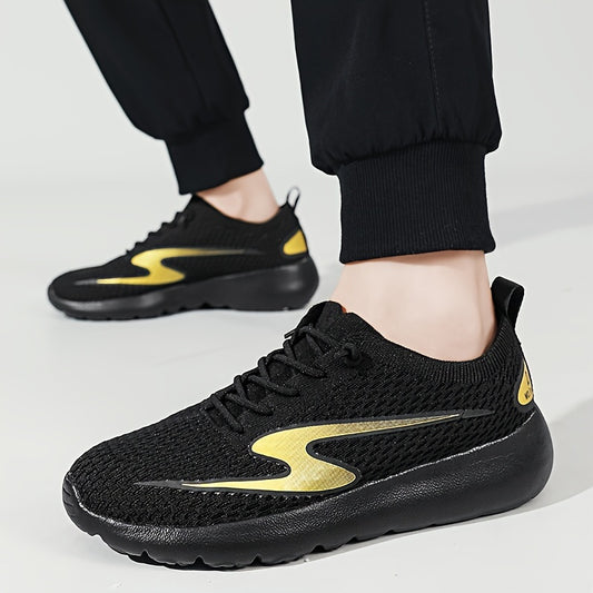 Men's Knit Breathable Running Shoes Soft Sole Lace up Sneakers
