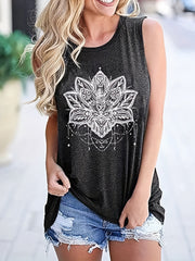 Floral Print Sleeveless Tank Top for Summer
