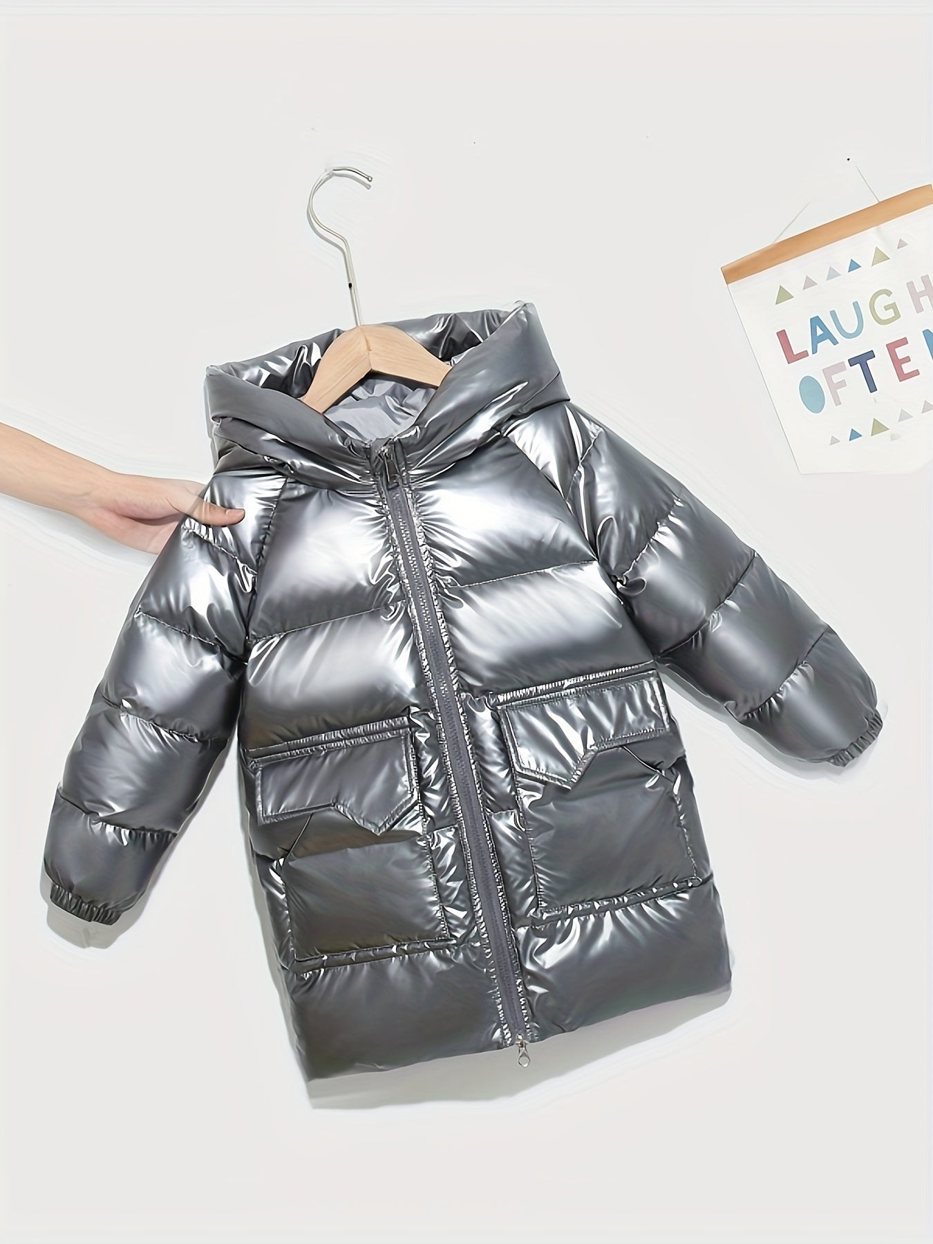 Kids Hooded Down Jacket Winter Warm Coat with Pockets