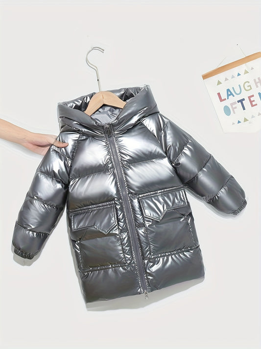 Kids Hooded Down Jacket Winter Warm Coat with Pockets