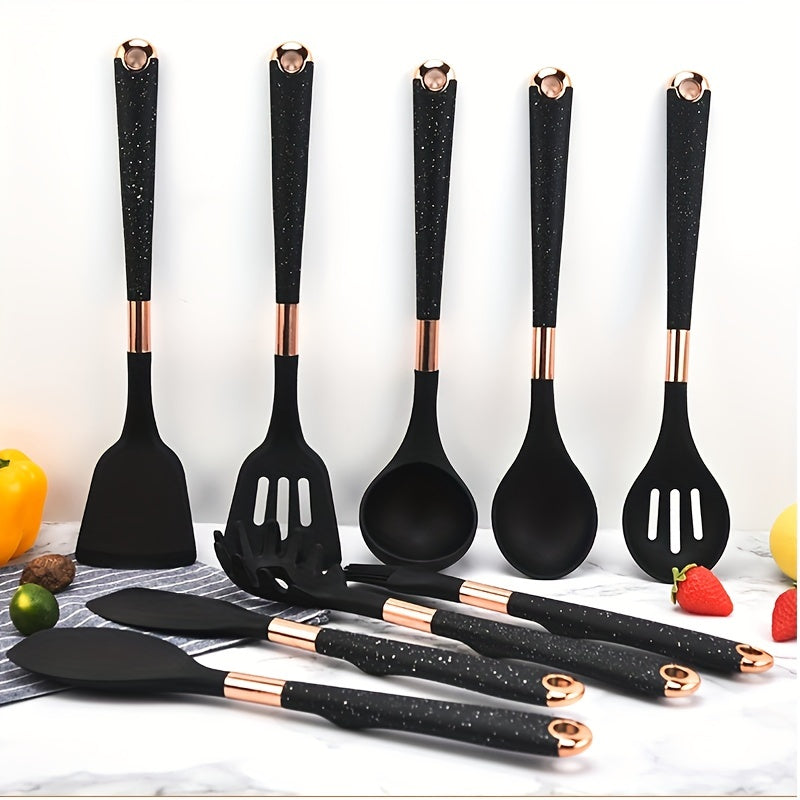 10pcs Silicone Kitchenware Set With Storage Bucket