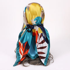 Flower Print Bandana Square Head Scarf Silk Like Floral Head Scarves