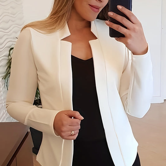Solid Open Front Blazer Long Sleeve Work Office Outerwear Women's Clothing