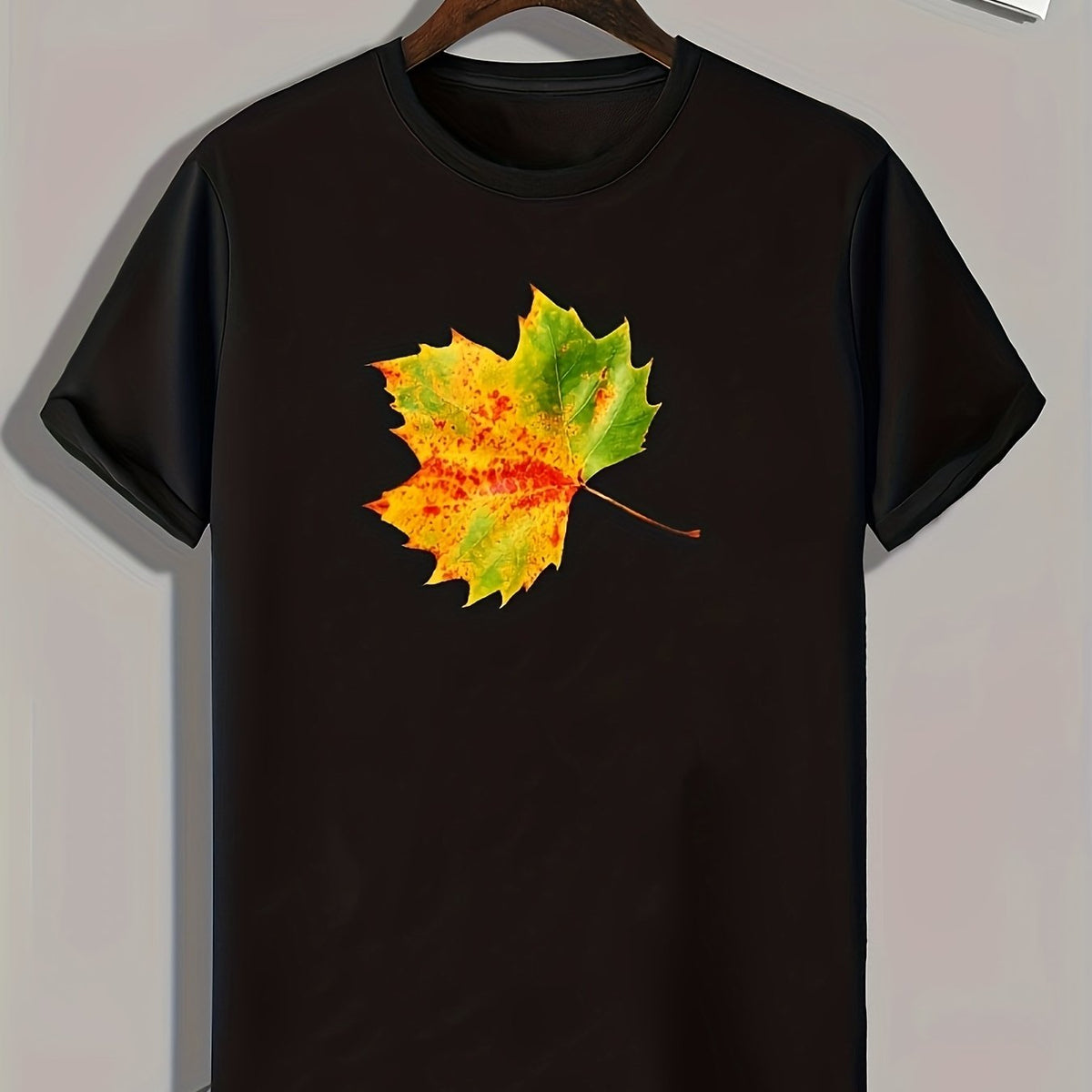 Leaf Pattern Print Men's Comfy Sports T shirt Graphic Tee
