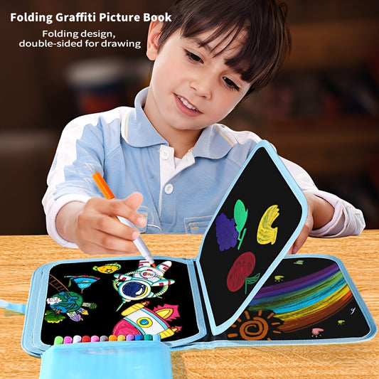 Reusable Lion Chalkboard Drawing Book for Kids Double Sided Doodle & Erasable Fu