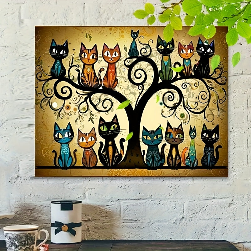 DIY Paint by Numbers Kit Tree Cat Relax Coloring Craft Ideal Gift