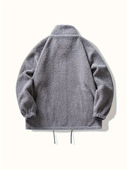 Men's Thick Warm Lamb Plush Jacket Zipper Stand Collar Fall Winter