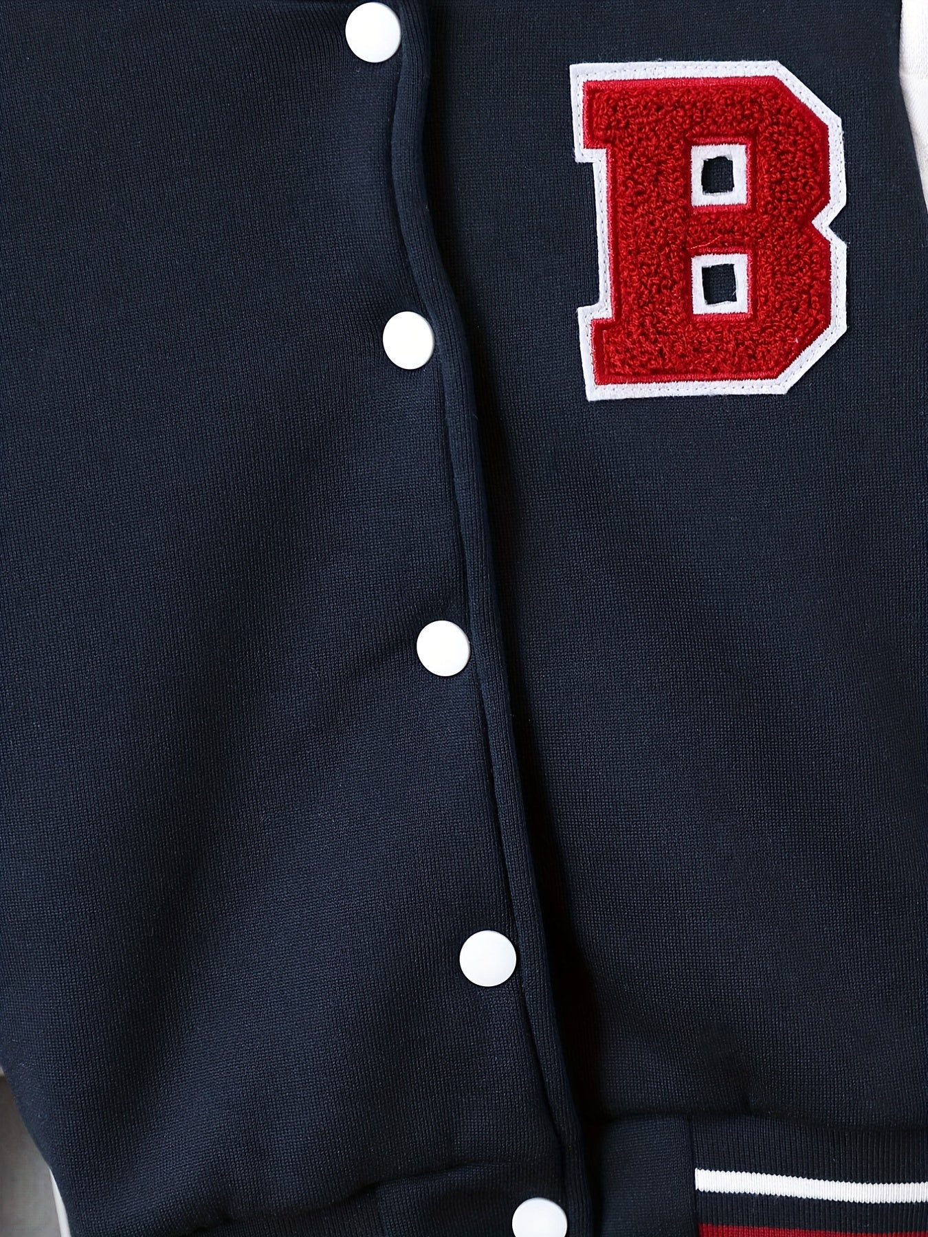 Boys Casual Letter Print Fleece Baseball Jacket