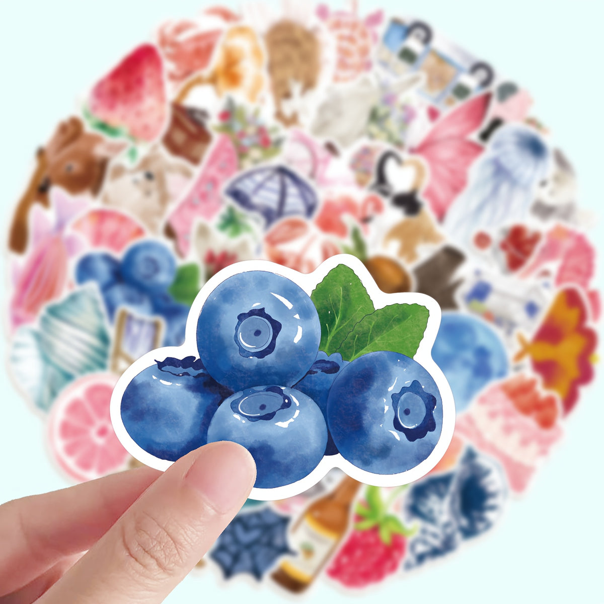 50 Pack Watercolor Stickers for Journals DIY Crafts PVC Material