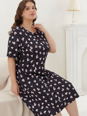  Heart Print Short Sleeve Tee Sleep Dress