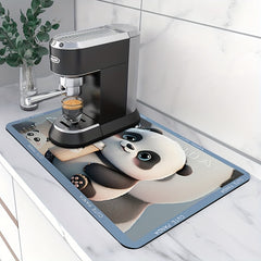 Panda Pattern Dish Drying Mat Kitchen Draining Pad